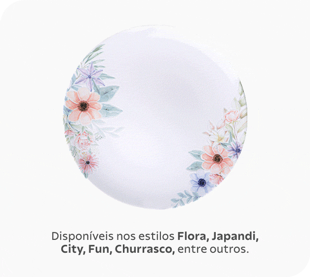 Disponíveis nos estilos: Flora, Japandi, City, Fun, Churrasco, entre outros.