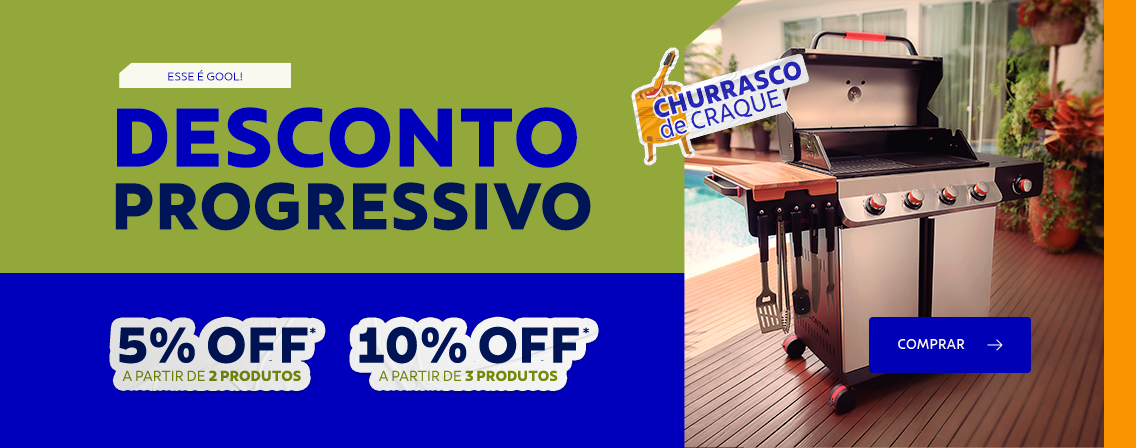 Desconto Progressivo | 5% OFF* a partir de 2 produtos | 10% OFF* a partir de 3 produtos