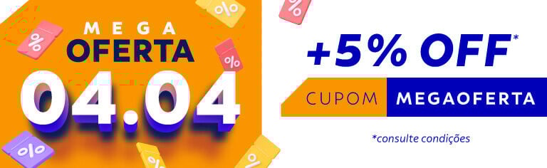 Mega oferta 04/04 +5% OFF com cupom: MEGAOFERTA