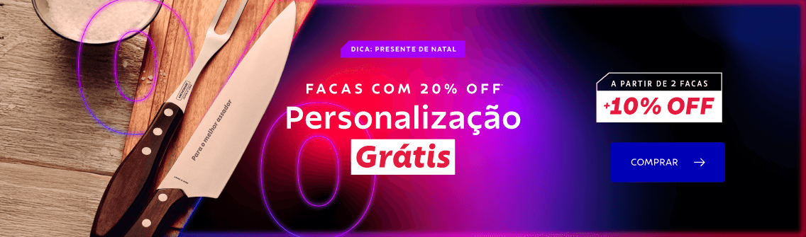 Facas com 20% OFF + personalização GRÁTIS