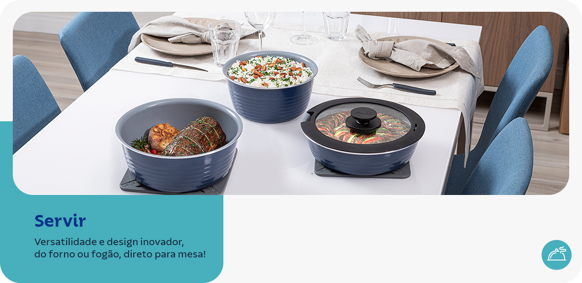 Servir: versatilidade e design inovador, do forno ou fogão, direto para mesa.