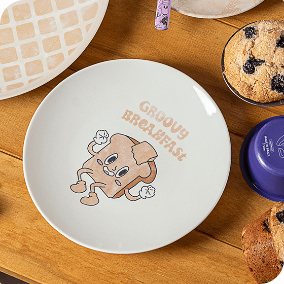 Kit Pratos Tramontina Groovy Breakfast em Porcelana Decorada 4 Peças