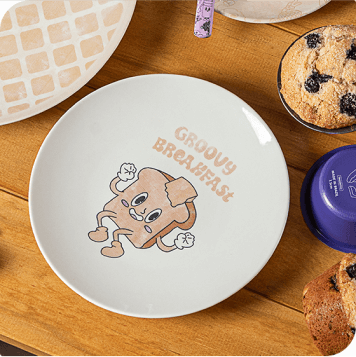 Kit Pratos Tramontina Groovy Breakfast em Porcelana Decorada 4 Peças
