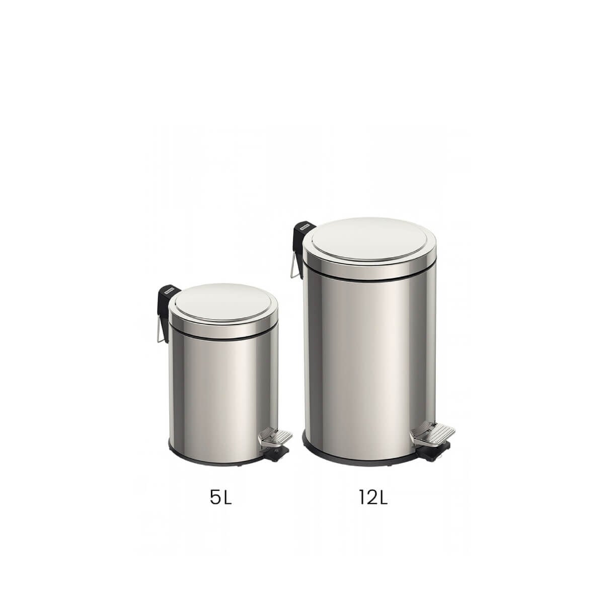 Kit Lixeiras com Pedal Tramontina Brasil em A&ccedil;o Inox 5 L e 12 L - SKU 99900035 - 1 image number 0