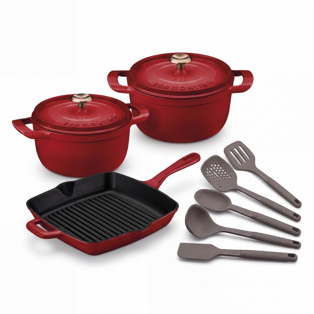 Kit Tramontina Ampezzo Ferro Fundido Esmaltado Vermelho e Utens&iacute;lios Silicone - SKU 99900032 - 1 image number 0