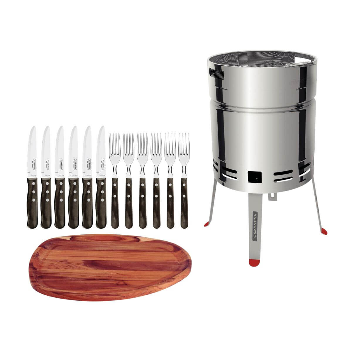 Kit Churrasco Tramontina Churrasqueira TCP 400 Bandeja Teca 44x33cm e Talheres 14 Pe&ccedil;as - SKU 99900021 - 1 image number 0