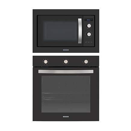 Kit Tramontina Embutir Glass Cook: Micro-ondas + Forno em Vidro Temperado Preto (220V)