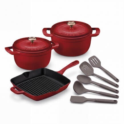 Kit Tramontina Ampezzo Ferro Fundido Esmaltado Vermelho e Utens&iacute;lios Silicone - SKU 99900032