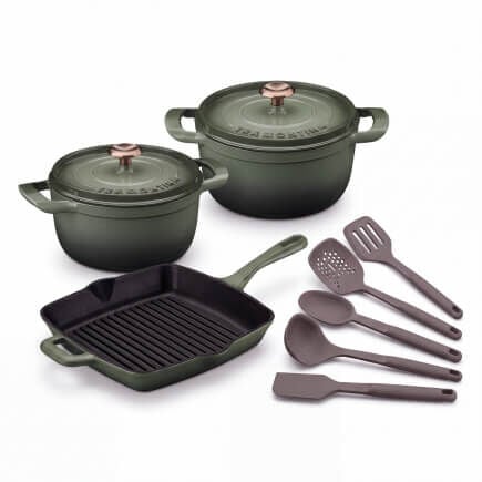 Kit Tramontina Ampezzo Ferro Fundido Esmaltado Verde e Utens&iacute;lios Silicone - SKU 99900031
