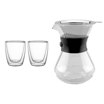 Kit Tramontina 3 Pe&ccedil;as Cafeteira com Coador + X&iacute;caras em Vidro Duplo - SKU 99900018