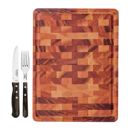 Kit Tramontina Churrasco 13 Pe&ccedil;as com Talheres Polywood + T&aacute;bua 45x34 cm - SKU 99900016