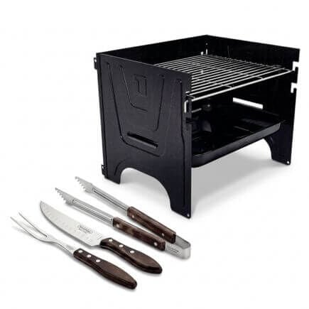 Kit Churrasco Portatil Tramontina Churrasqueira TCP 380 e Jogo Polywood 4 Pe&ccedil;as - SKU 99900023