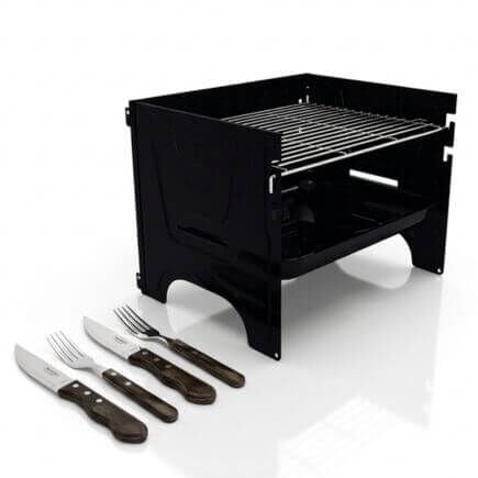 Kit Churrasco Port&aacute;til Tramontina Churrasqueira TCP 380 e Talheres Jumbo 5 Pe&ccedil;as - SKU 99900022