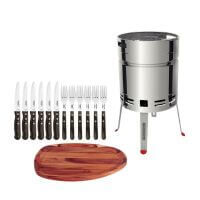Kit Churrasco Tramontina Churrasqueira TCP 400 Bandeja Teca 44x33cm e Talheres 14 Pe&ccedil;as - SKU 99900021 - 1 image number 0