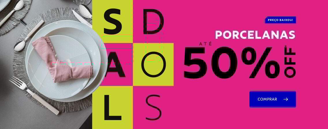 Porcelanas at&eacute; 50% OFF