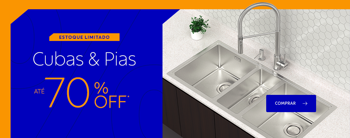 Estoque limitado | Cubas e Pias at&eacute; 70% OFF*