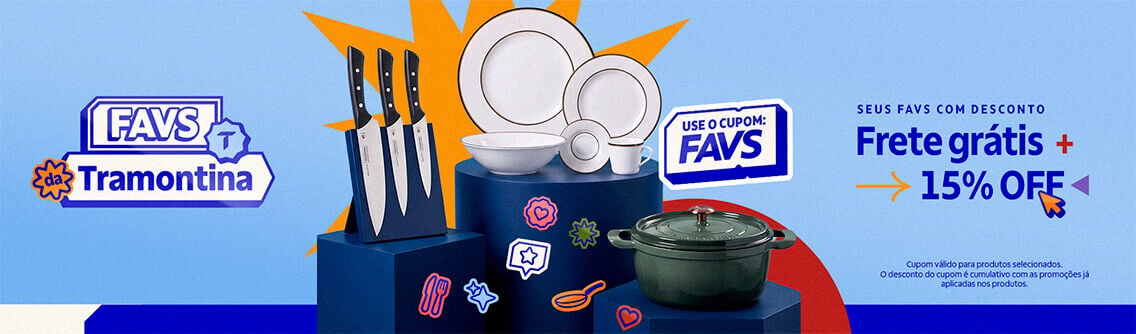 Favs Tramontina: seus favs com 15% OFF + frete gr&aacute;tis. com o cupom FAVS