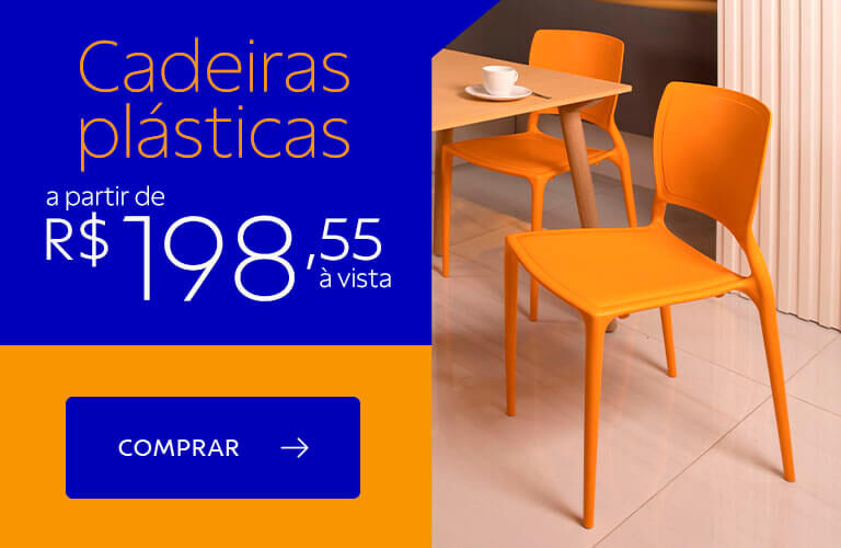 Cadeiras pl&aacute;sticas a partir de R$ 198,55 &agrave; vista