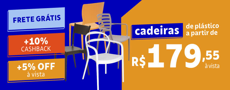 Cadeiras de pl&aacute;sticos a partir de R$ 179,55 &agrave; vista