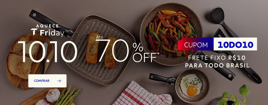 10.10 at&eacute; 70% OFF* +10% OFF* com cupom 10DO10 e frete fixo R$ 10 na cole&ccedil;&atilde;o