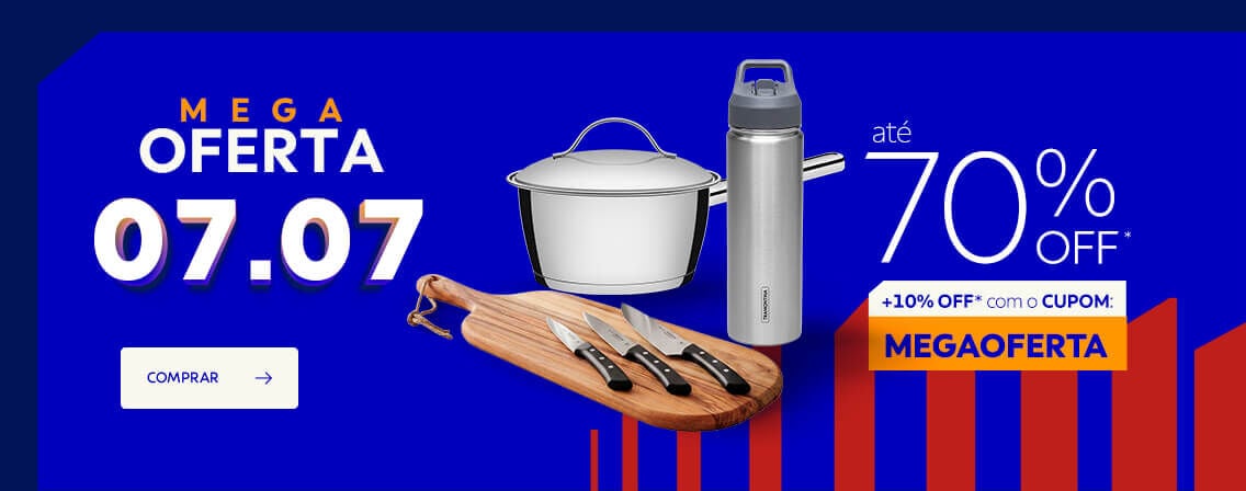 Mega Oferta 07.07 at&eacute; 70% OFF* +10% OFF* com cupom MEGAOFERTA