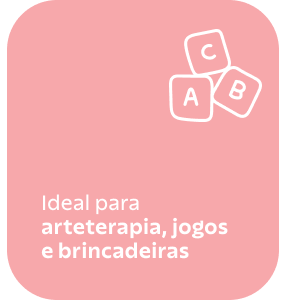 Ideal para arteterapia, jogos e brincadeiras.