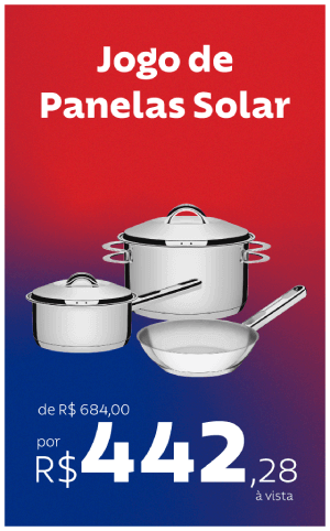 Jogo de Panelas Solar por R$ 442,28 à vista